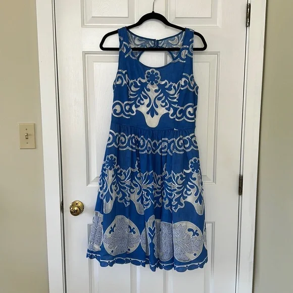 anthropologie blue white dress Saturday Sunday By Anthropologie Blue/Light Purple Tie Dye Dress- Size –  The Saved Collection